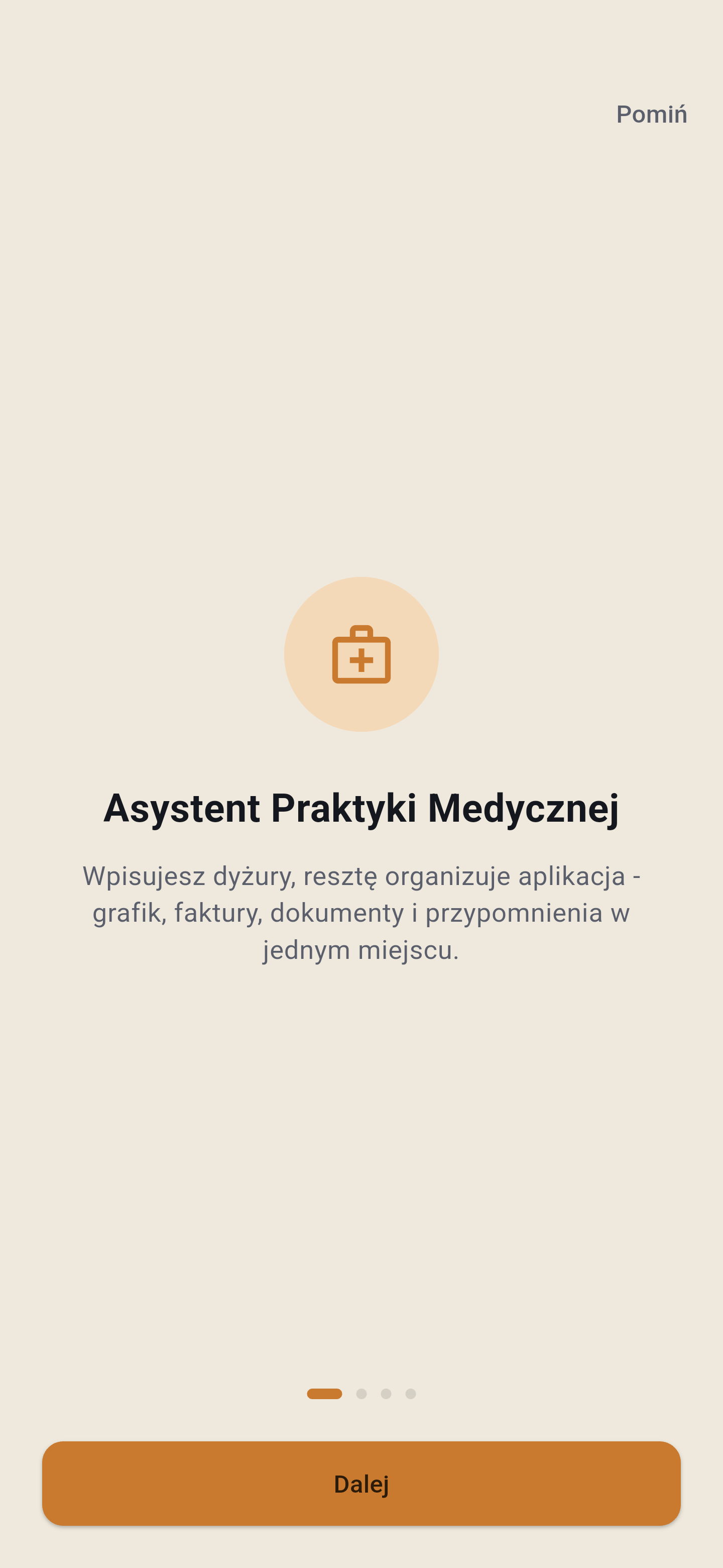 Ekran powitalny APM